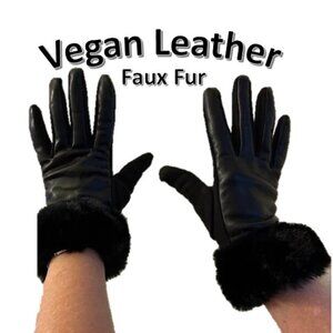 CUTE Vegan Leather Gloves NWOT